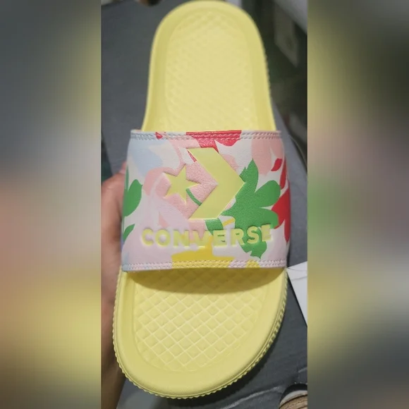 Converse Yellow Floral Slide Sandals - Picture 1 of 3